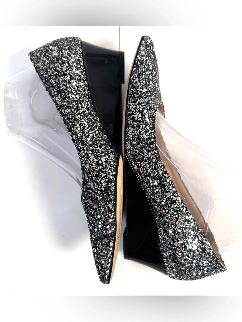 Viajiyu Italy Womens Silver Glitter Pointed-Toe Wedge heels EU 39/ US 8.5-9